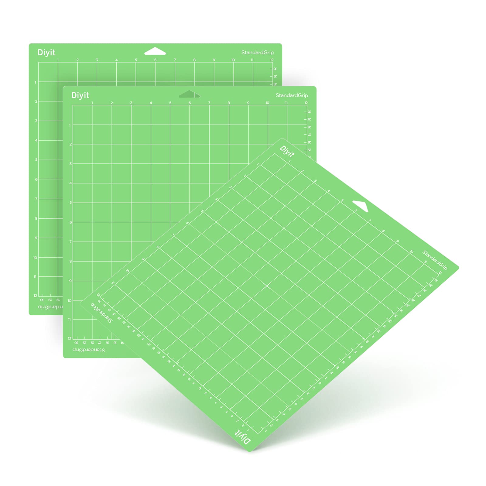 DIYIT 12x12 Standard Grip Cutting Mat - 3 Pack Green Craft Mats for Cricut Maker 3/Maker/Explore 3/Air 2/Air/One - Perfect for Vinyl Cutting, Scrapbooking & DIY Projects