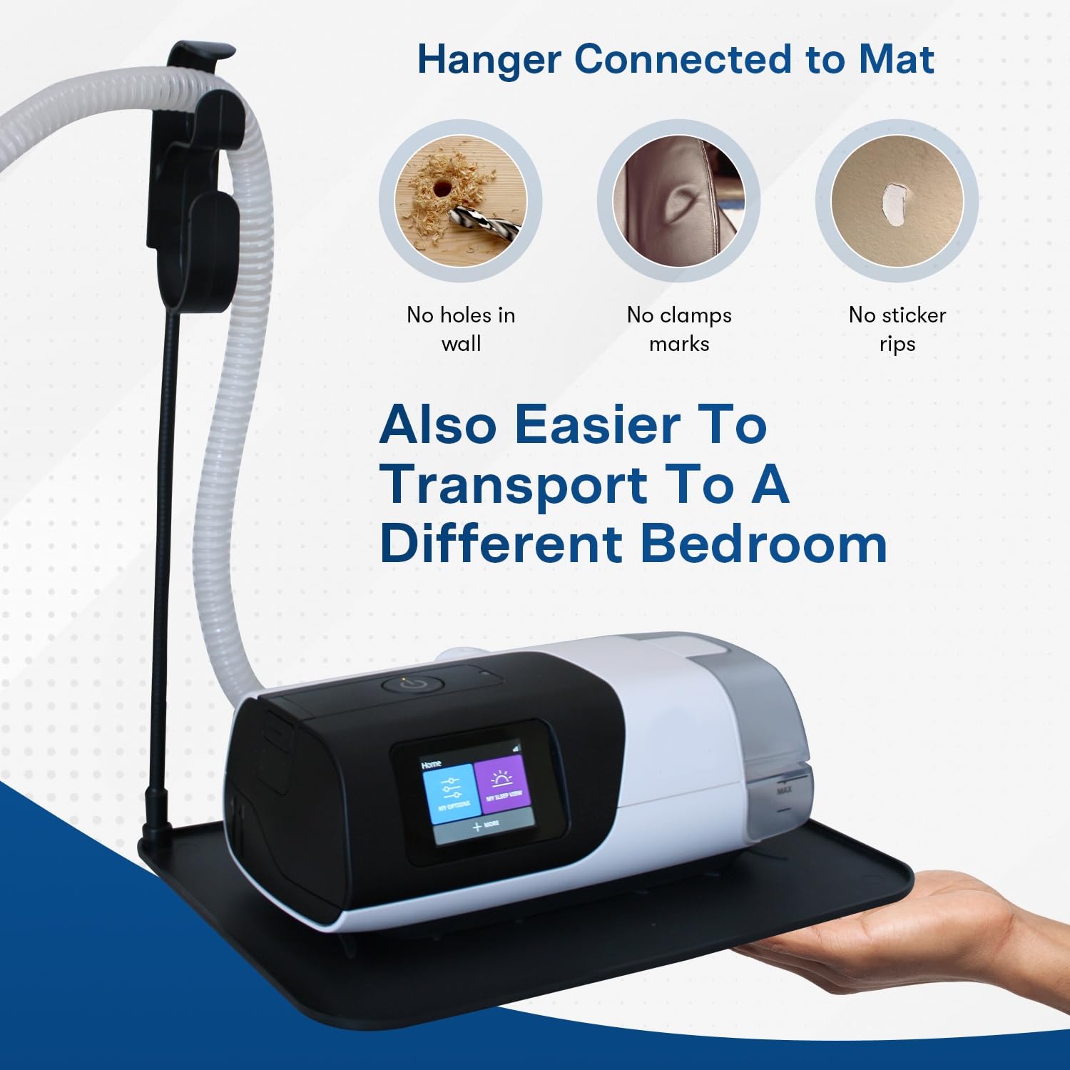 CPAP Mask and Tube Hanger Organizer - Black 2.0 Bedside Storage Solution with Dust Cover | Perfect for Nightstand Use During Sleep Therapy