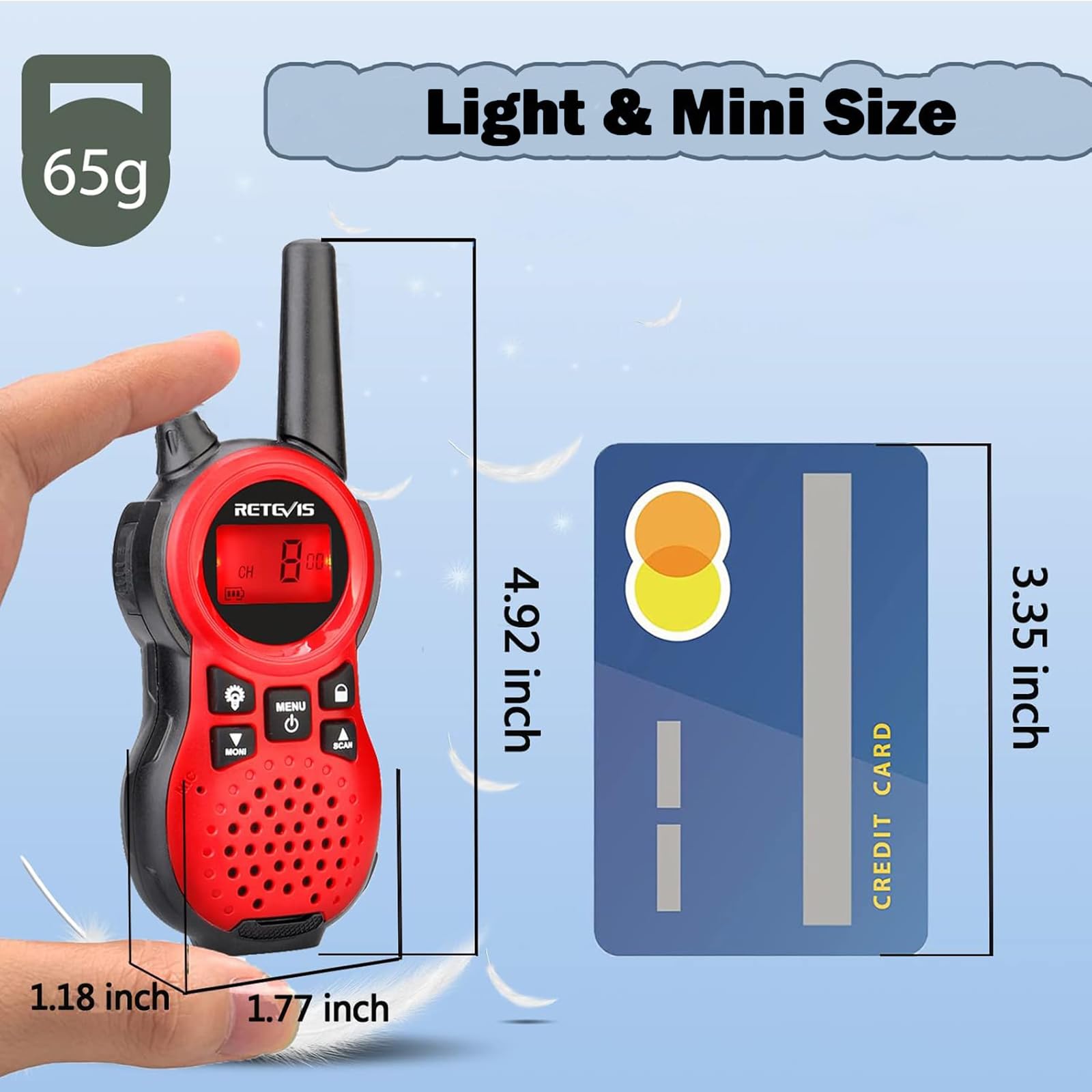 Retevis RT38 Long Range Walkie Talkies for Adults - 2 Way Radios with USB Port & Flashlight, Portable Handheld Communication Device for Outdoor Camping, Hiking, Emergency (Red Pair)