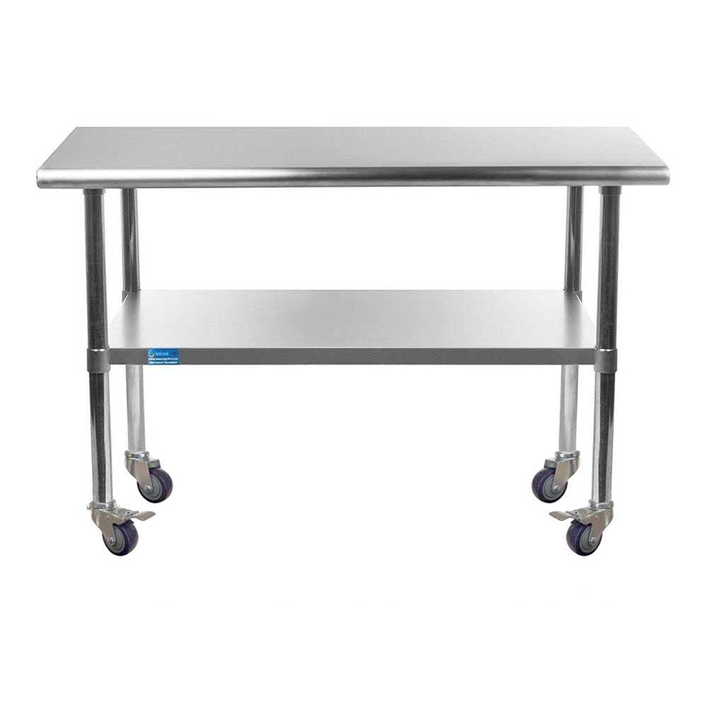 AmGood Stainless Steel Work Table with Wheels - 30