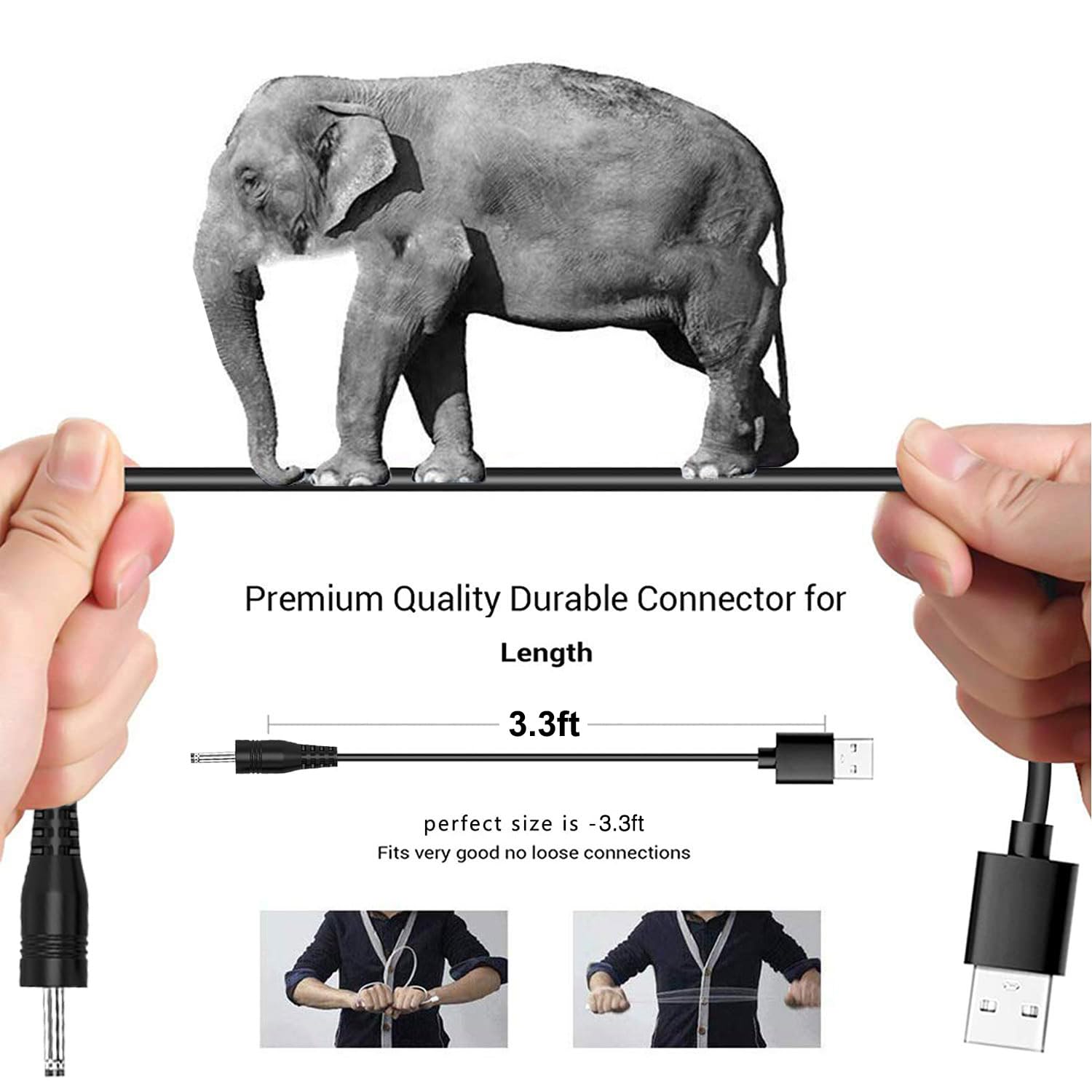 Magic Wand Charger Cord Replacement - 5V DC 2.5mm*0.7mm USB Charging Cable for Lovesense, Tracy's Dog & Other Wand Vibrators - Power Supply for Massage Devices - Perfect for Home Spa, Relaxation & Personal Wellness Sessions