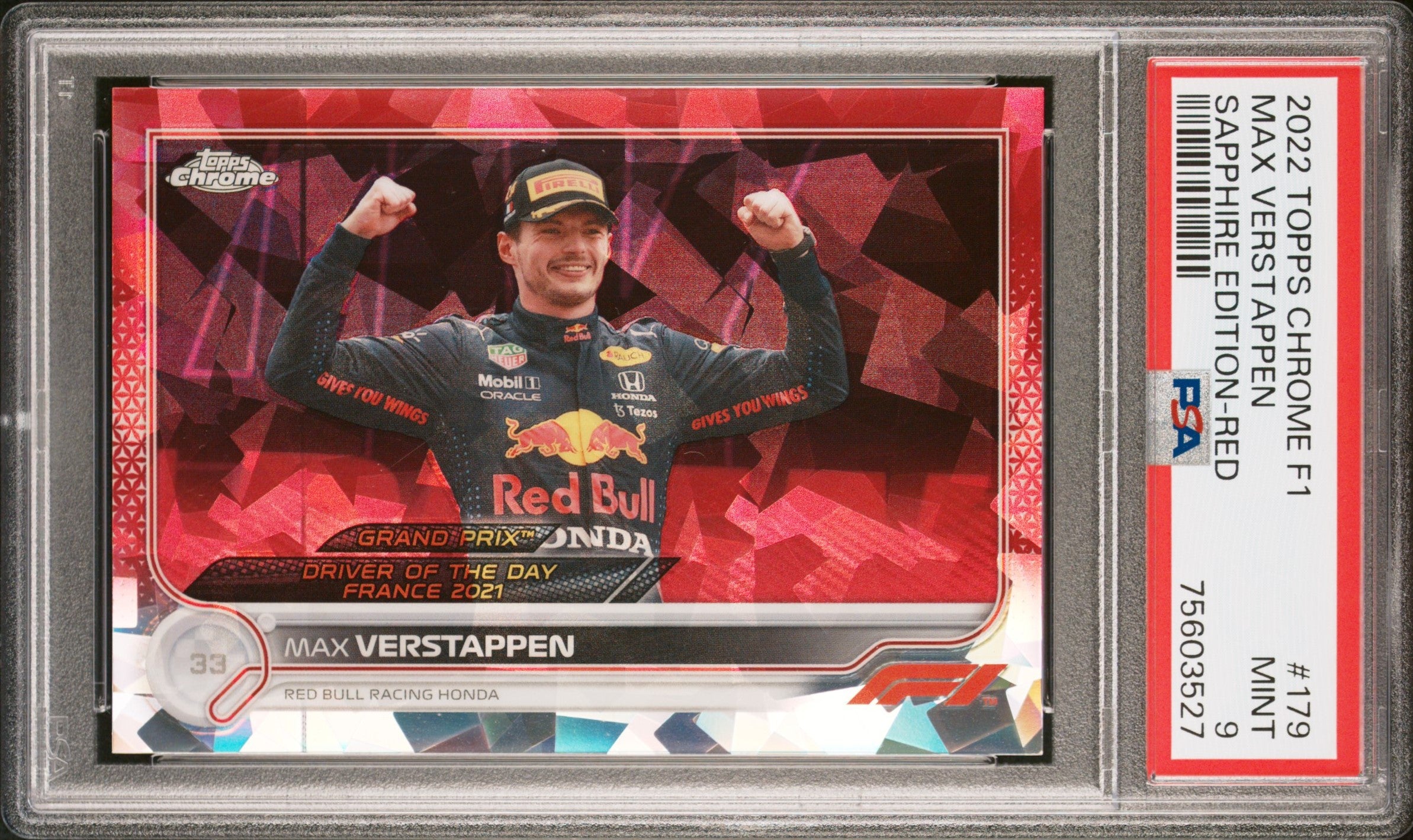 2022 Topps Chrome F1 Max Verstappen #179 PSA 9 Sapphire Red Parallel - Rare Racing Card for Collectors & F1 Fans, Perfect for Display or Investment