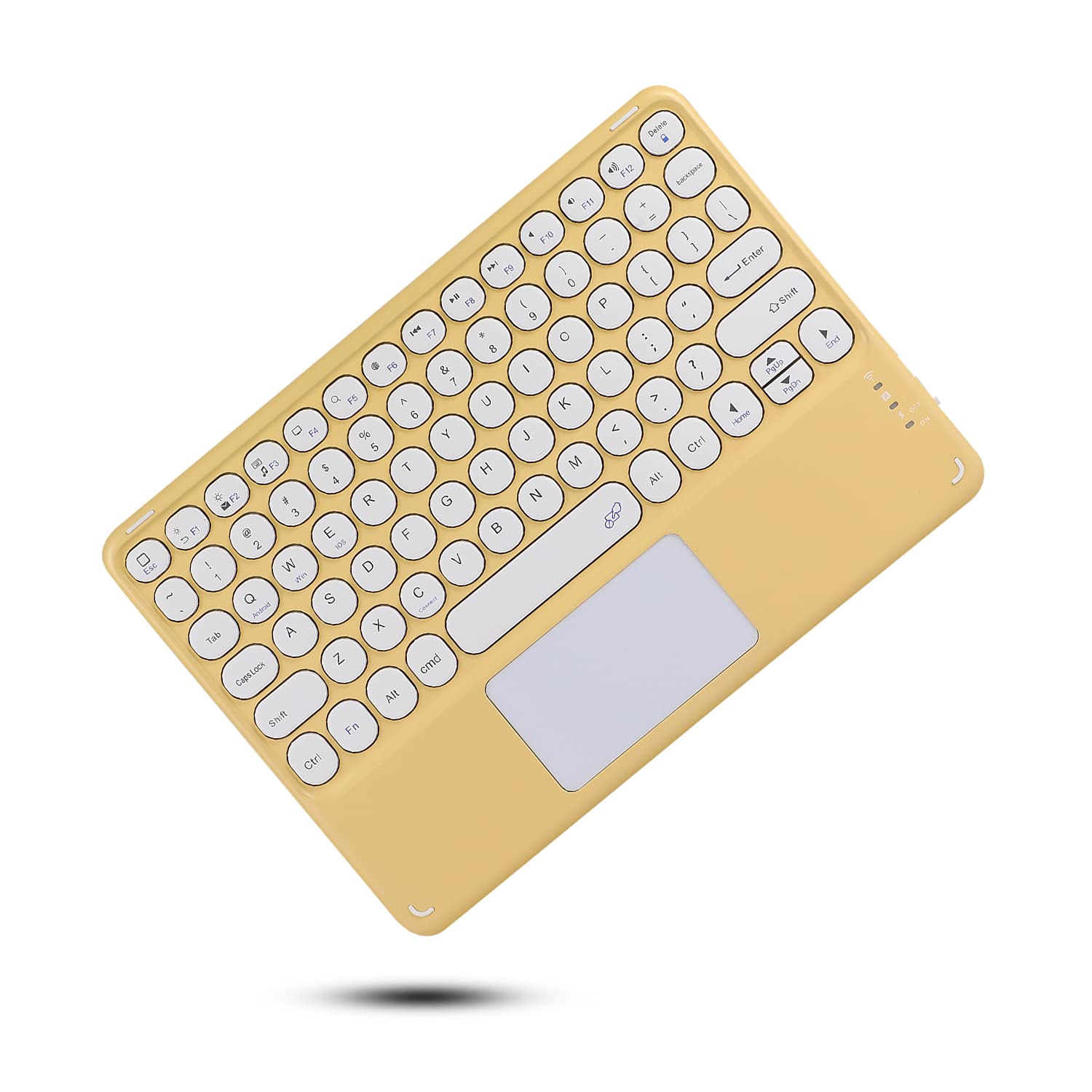 HENGHUI Detachable Keyboard Case for iPad Air 11 inch (M3/M2) & iPad Air 5th/4th Gen 10.9 inch - Wireless Bluetooth Round Key Candy Color Keyboard Cover with Touchpad (Yellow) | Perfect for Work, Study & Travel