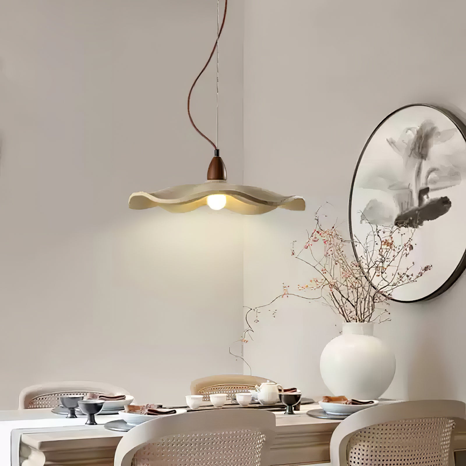 Modern Cement Wave Pendant Light - Industrial Chic Hanging Fixture for Kitchen Island, Dining Room & Bedroom Lighting