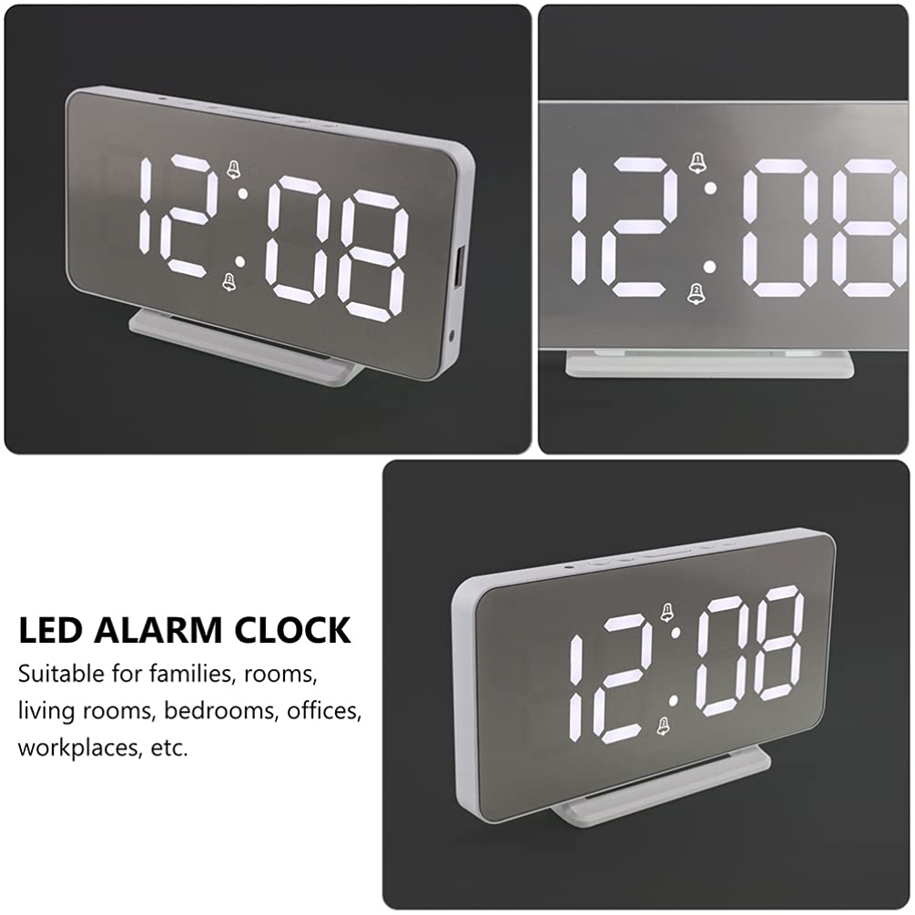 Garneck Digital Mirror Alarm Clock with LED Display, Temperature & Time - Modern Home & Office Decor for Bedroom, Desk, and Nightstand