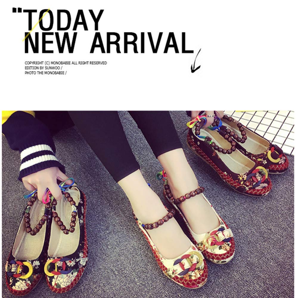 Women's Colorful Embroidered Beaded Casual Flats - Round Toe Lace-Up Shoes for Everyday Wear | Perfect for Spring Outfits, Office & Weekend Brunch