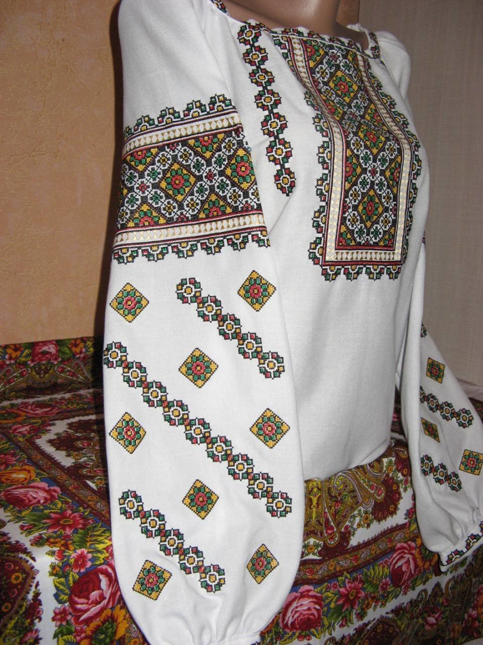 Ukrainian Traditional Embroidered Shirt - Women's Vyshyvanka Folk Sorochka with Handmade Embroidery (XXL, White) | Perfect for Cultural Festivals, Weddings & Ethnic Fashion