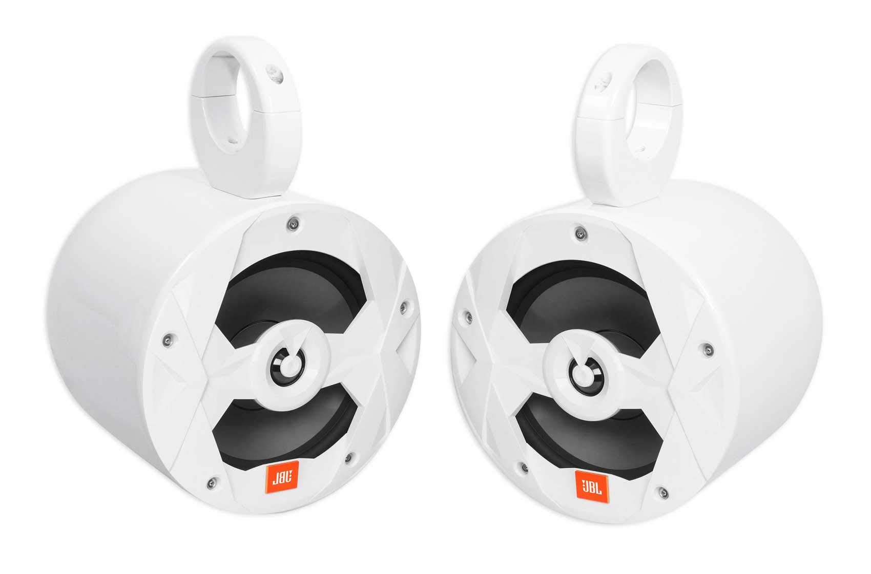 JBL MS8W 450 Watt 8 Inch White Marine Wakeboard Tower Boat Speakers - Premium Waterproof Audio for Boating, Wakeboarding & Outdoor Marine Adventures