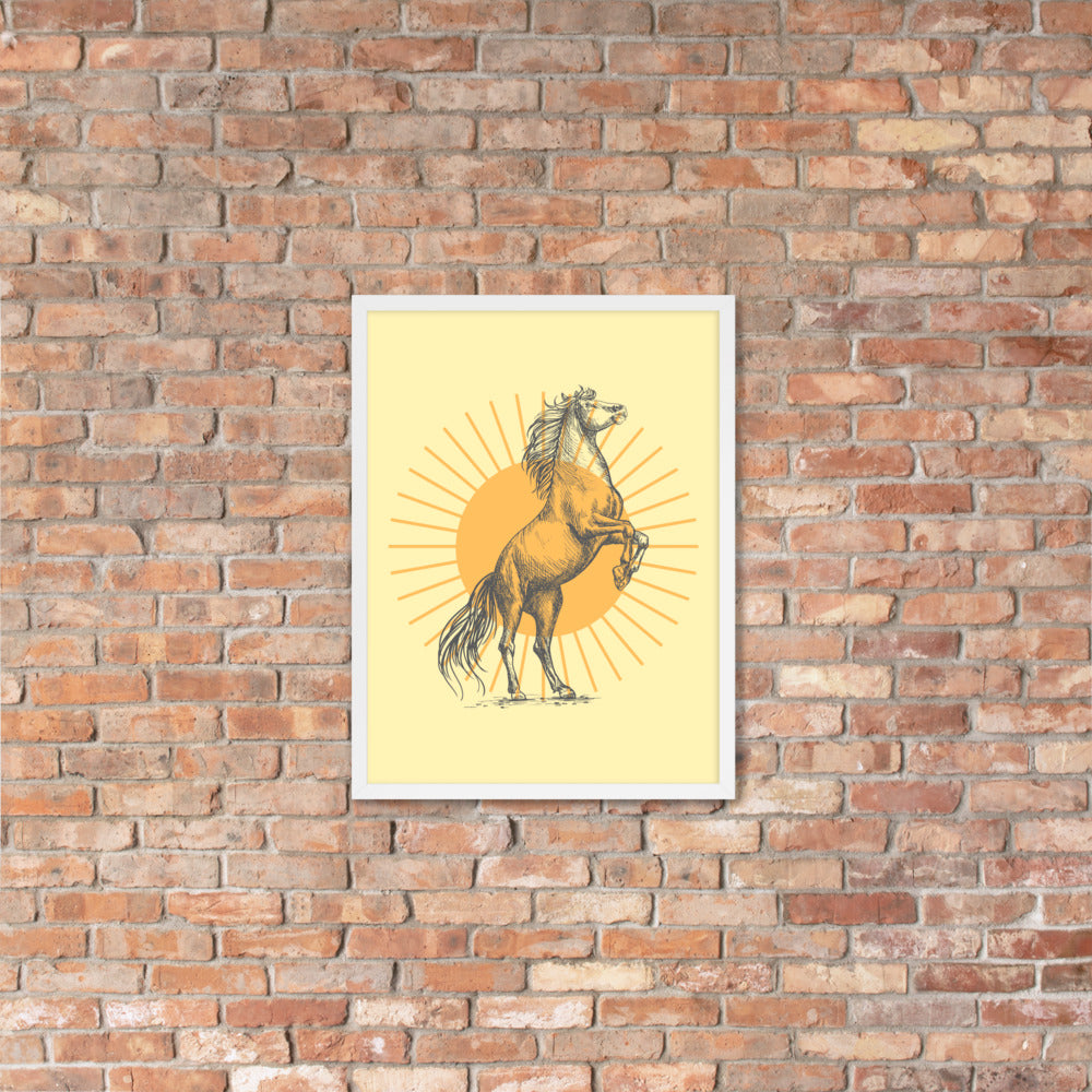 Sunburst Horse Framed Art Poster - Elegant Wall Decor & Home Art for Living Room, Bedroom, or Office