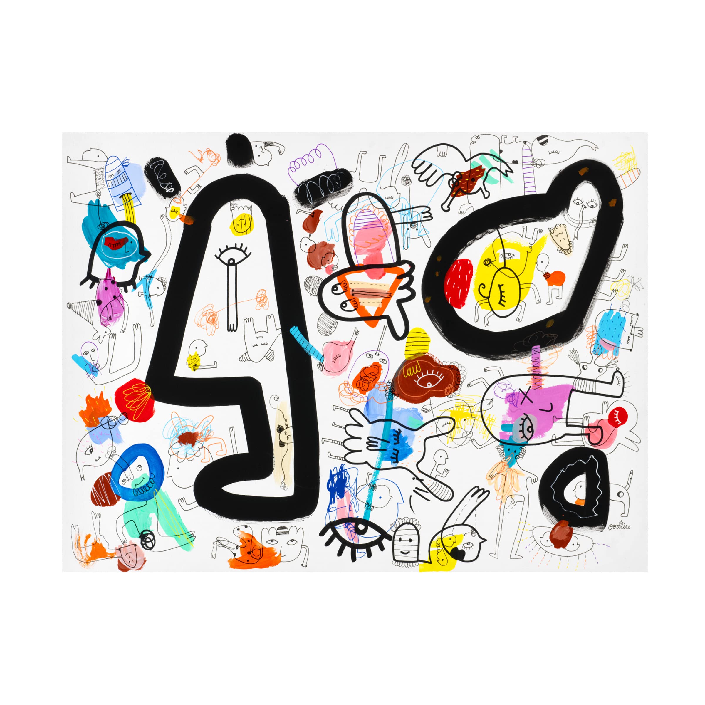 Trademark Fine Art 'Amoeba Alert' Canvas Wall Art by Oodlies - Modern Abstract Painting for Living Room, Bedroom & Office Decor