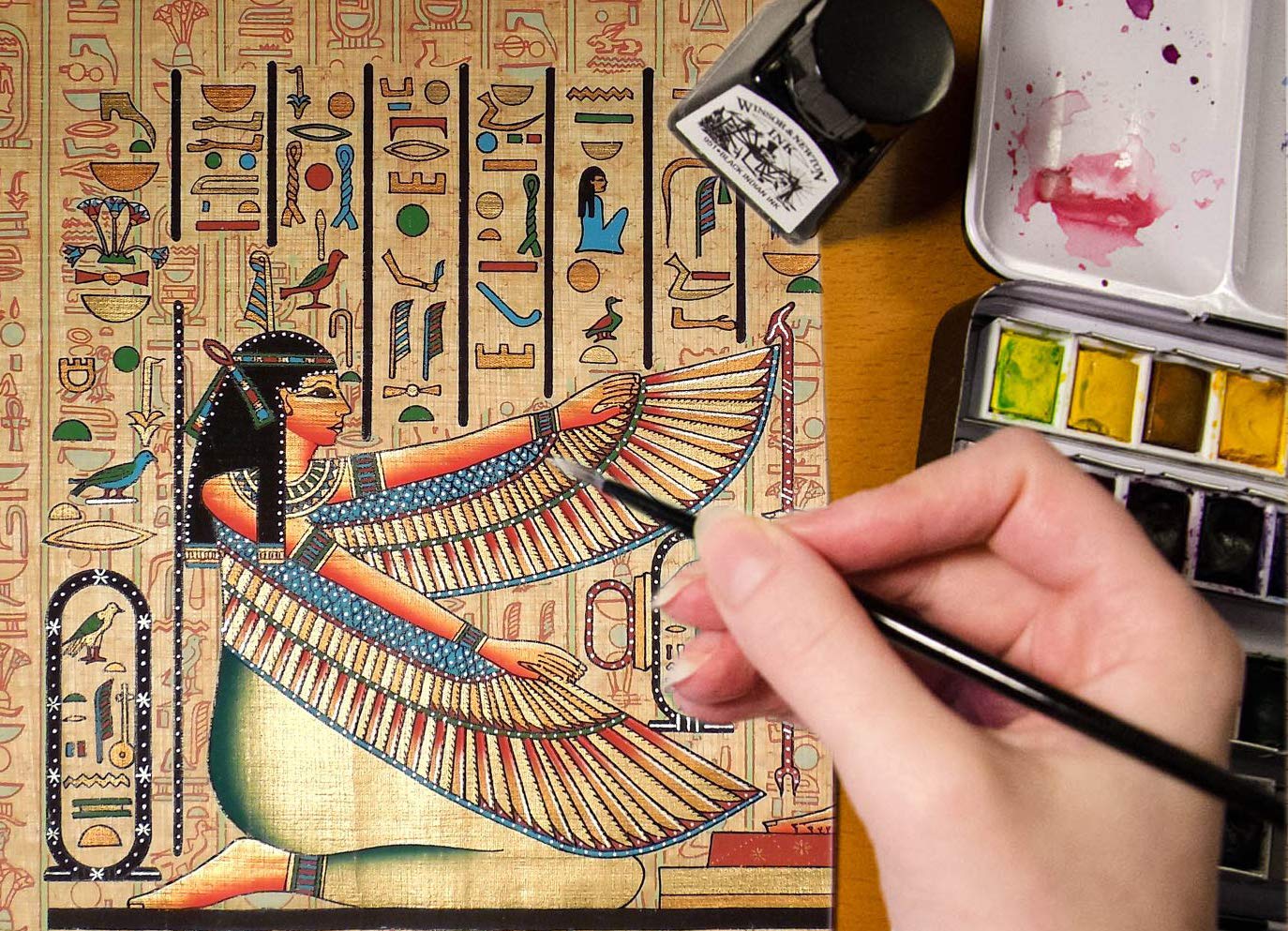 Authentic Egyptian Papyrus Blank Sheets 8x12 Inches - Includes Hieroglyphic Alphabet Stencil Ruler & Bookmarks (10 Sheets) for Art Projects, Calligraphy & Ancient History Education | Perfect for DIY Crafts, Classroom Activities & Unique Gifts