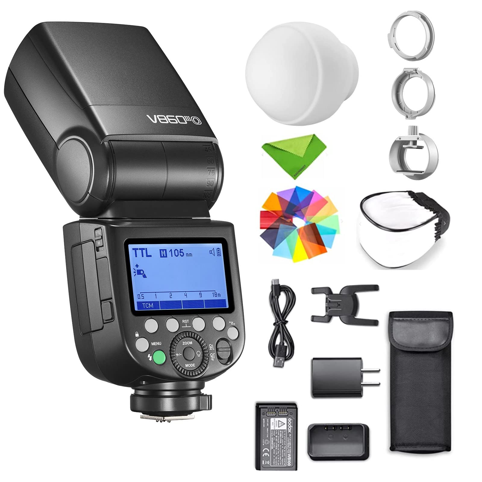 Godox V860III-O Flash Speedlite for Olympus & Panasonic Cameras - GN60, 2.4G Wireless, HSS 1/8000, 1.5s Recycle Time, 10-Level LED Modeling Light with ML-CD15 Diffuser - Perfect for Wedding, Portrait & Event Photography