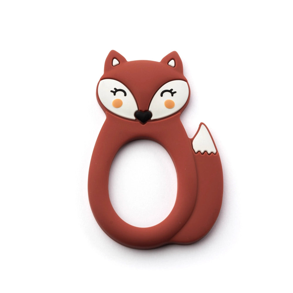 Little Cheeks Silicone Teether for Babies - Rust Fox Design - Soothing Teething Toy for Infants & Toddlers - Perfect for Home, Travel & Daycare Use