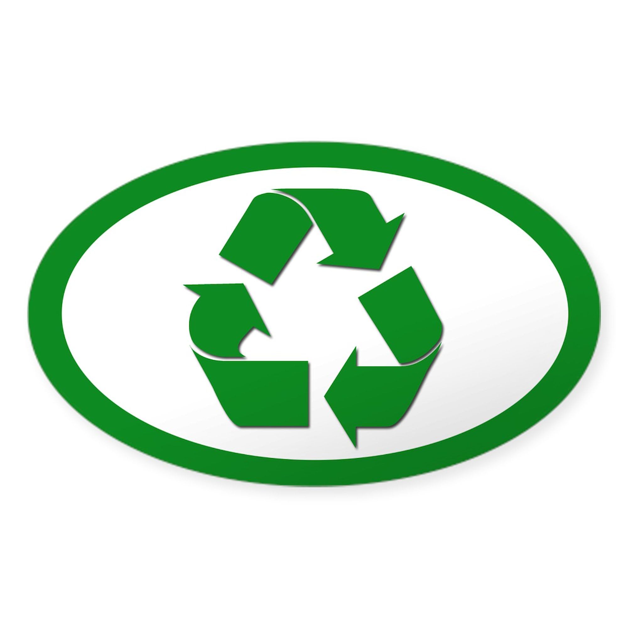Eco-Friendly Recycle Oval Sticker for Cars & Bumpers - Outdoor Use