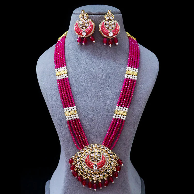 Luxury Gold Plated Royal Kundan Long Necklace for Women - Elegant Indian Bridal Jewelry for Weddings, Parties & Special Occasions