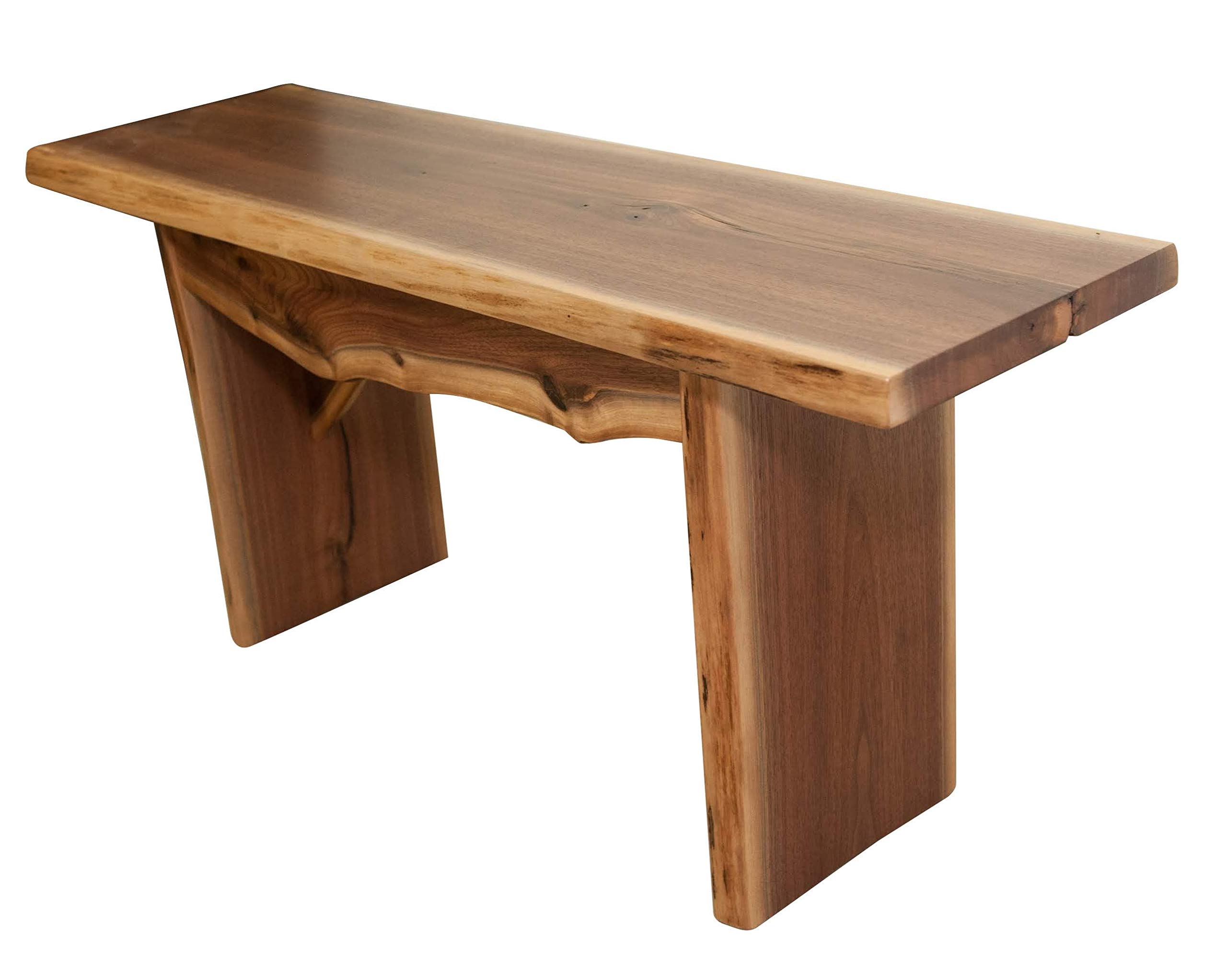 Rustic Red Door Co. Live Edge Wooden Bench - Solid Walnut Wood Dining Bench with Clear Coat - Natural Edge Wooden Slab Bench (3 Feet Long) - Perfect for Farmhouse Dining Rooms, Rustic Kitchens & Outdoor Patio Seating