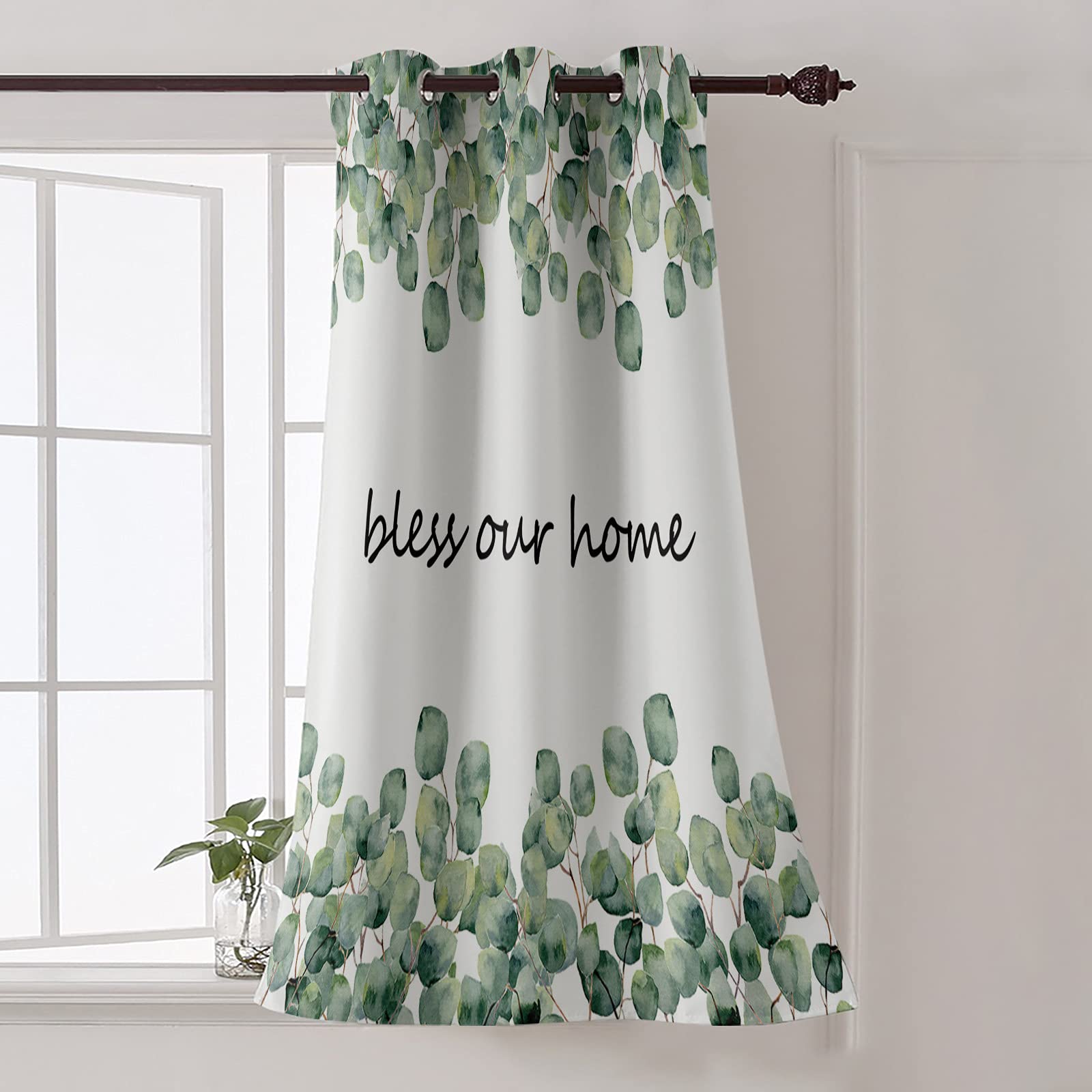 Blackout Curtains with Tropical Leaf Pattern - Thermal Insulated Grommet Window Curtains for Living Room & Bedroom (52x96 Inch) - Perfect for Home Decor, Light Blocking and Temperature Control in Summer