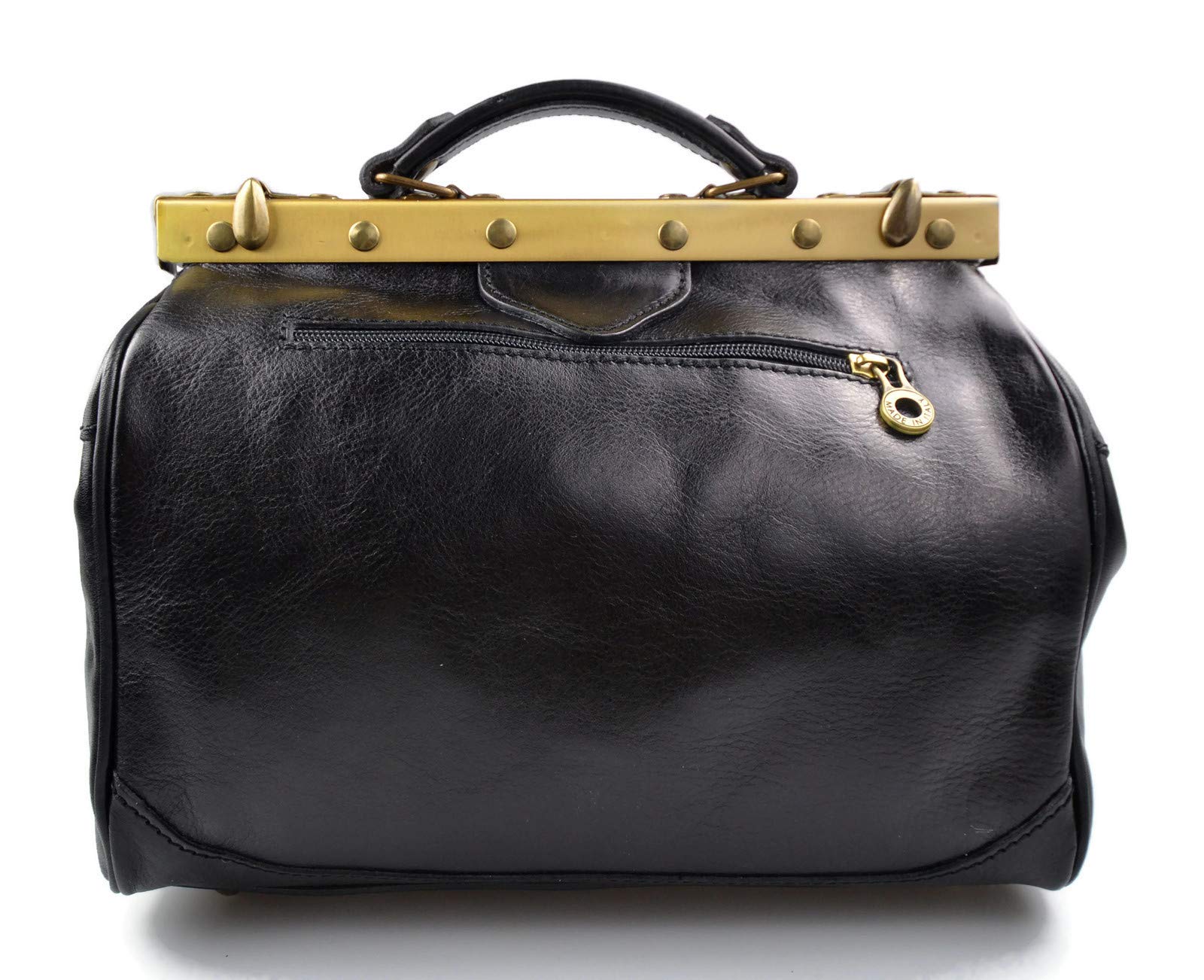 Stylish Italian Leather Doctor Bag for Women - Handheld & Shoulder Medical Purse in Black | Perfect for Work, Travel & Everyday Use