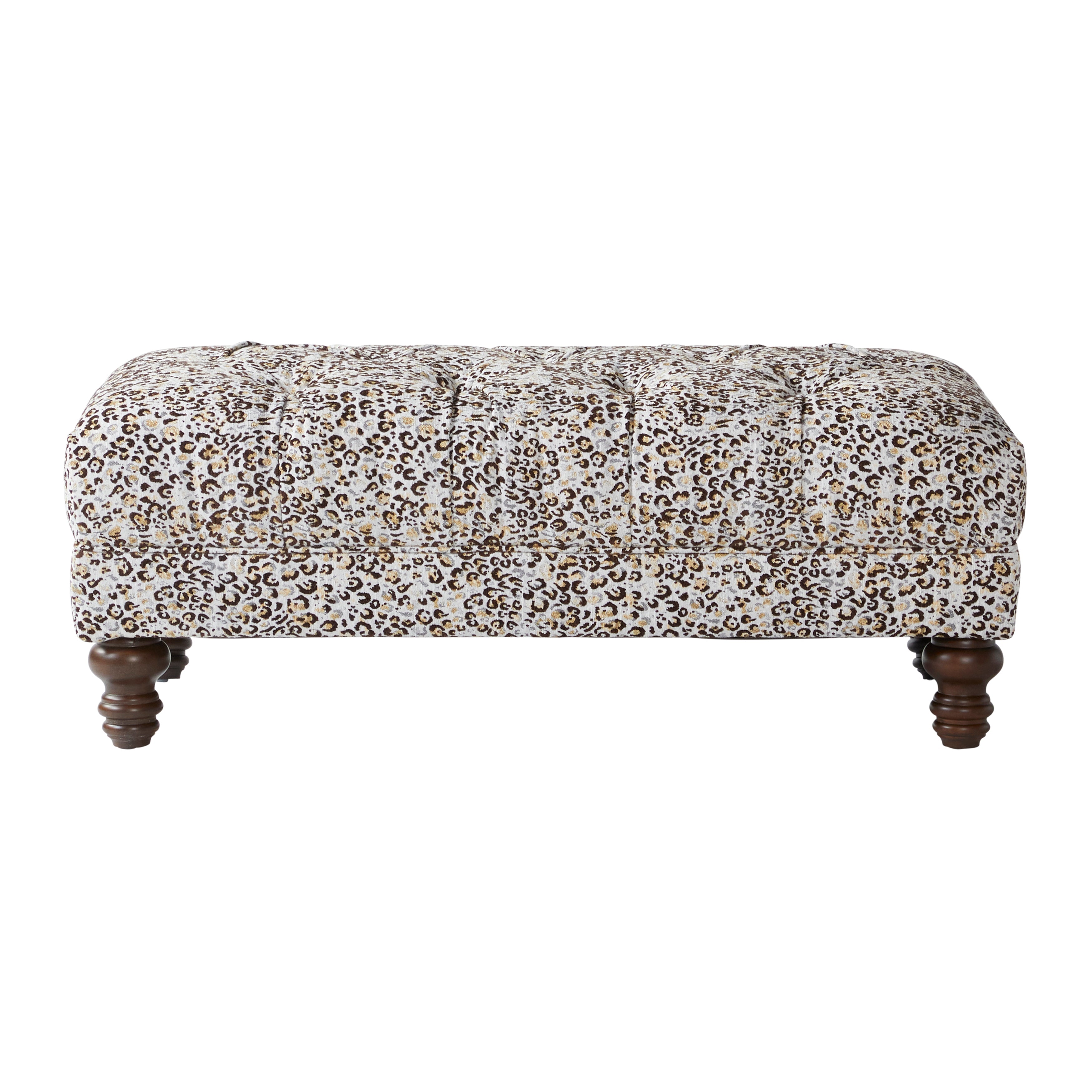 Roundhill Furniture Charbilia Fabric Tufted Cocktail Ottoman in Dexter Cafe - Stylish Living Room Footrest, Coffee Table & Extra Seating for Home Decor