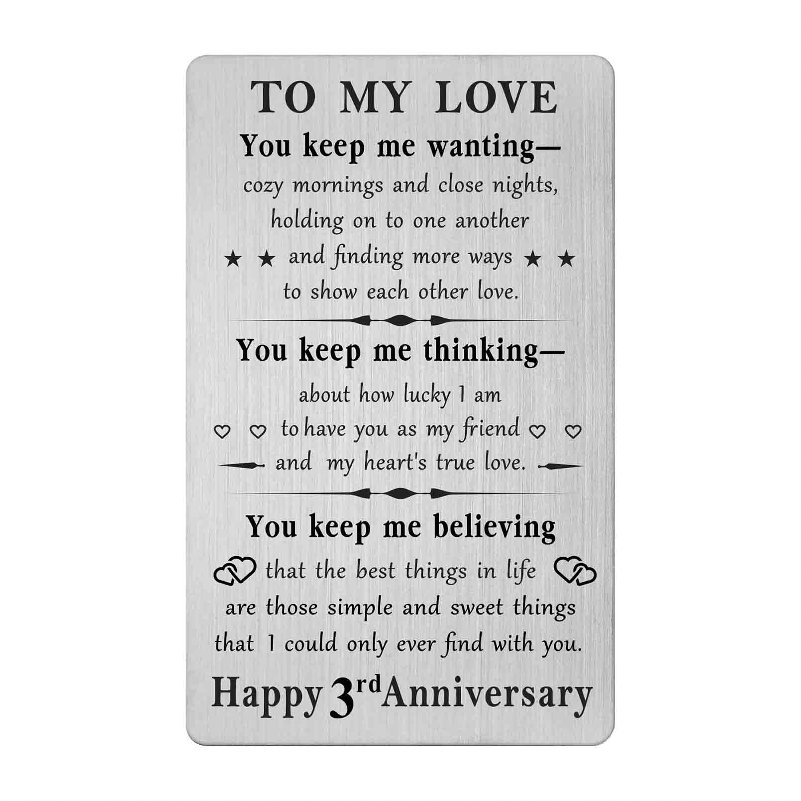 BAZLJY 3rd Anniversary Card for Couples - Romantic Keepsake Gift for Husband, Wife, Boyfriend or Girlfriend | Perfect for Wedding Anniversaries, Date Nights & Special Moments