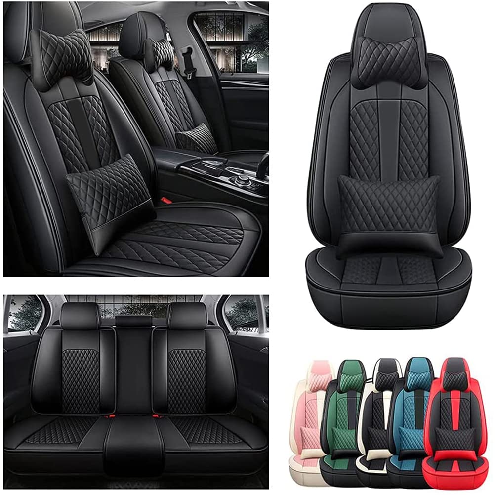 Premium PU Leather Front & Rear Seat Covers with Headrest Backrest Cushions for Volvo XC40 2018-2021 - Comfortable, Stylish Black Car Seat Protectors for Daily Commute & Road Trips