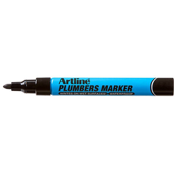Artline Plumbers Permanent Marker Bullet Tip Black - 12 Pack - Waterproof Industrial Markers for Plumbing, HVAC, Construction & Metal Work - Ideal for Pipe Labeling, Tool Marking & Workshop Use