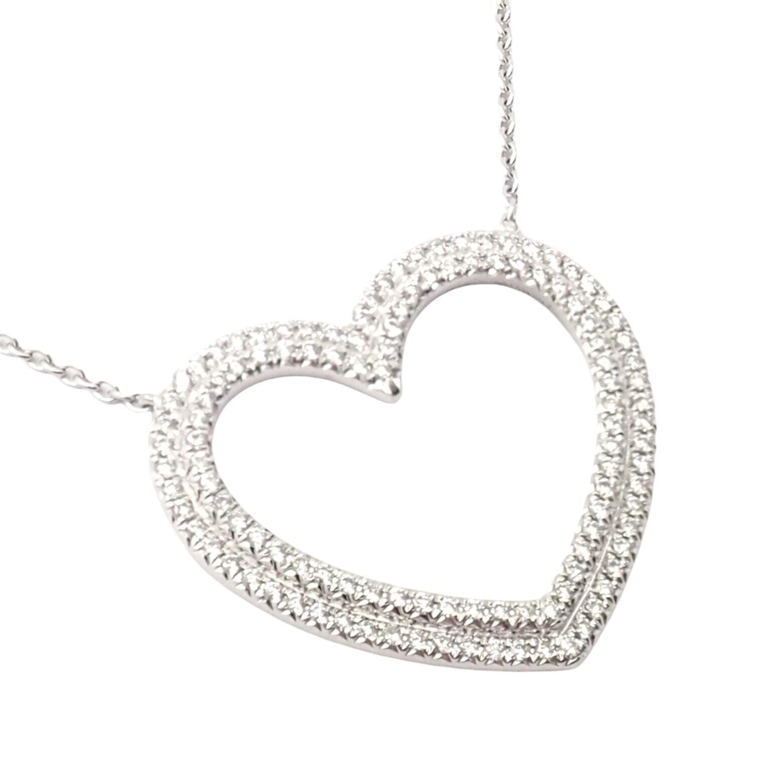 Authentic Tiffany & Co Platinum Diamond Heart Double Metro Pendant Necklace - Elegant Jewelry Gift for Women, Perfect for Anniversaries & Special Occasions