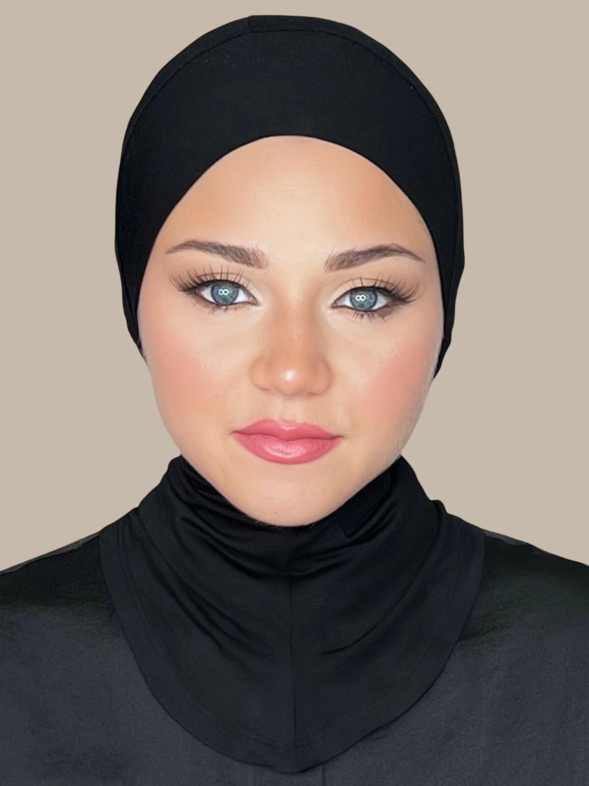 Premium Jersey Full Coverage Underscarf for Women - Soft Breathable Muslim Hijab Liner in Black - Perfect for Daily Wear, Prayer & Modest Fashion