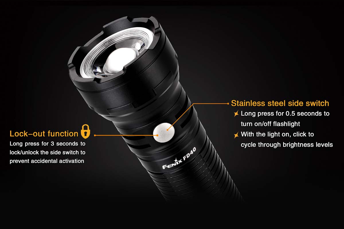 Fenix FD40 High-Power Rechargeable Flashlight - 1000 Lumens, Zoomable Beam, Waterproof - Ideal for Camping, Hiking, Emergency & Outdoor Adventures