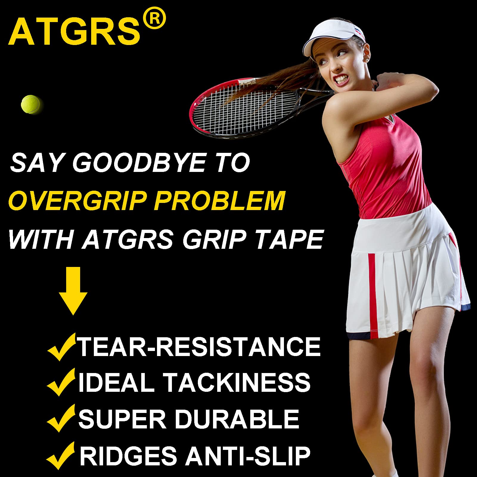 Tennis Grip Tacky Anti-Slip Overgrip Tape with Damping Ridges - 3 Pack Red for Tennis, Badminton, Pickleball Racket Handle - Perfect for Enhanced Control and Comfort in Competitive Play