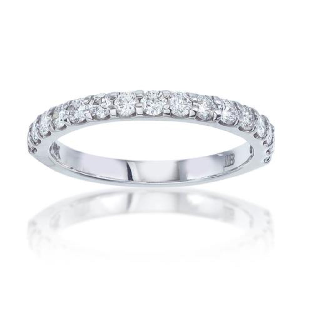 14K White Gold 16 Stone Wedding Band Ring for Women - Elegant Stackable Diamond Anniversary Band for Bridal, Engagement & Special Occasions