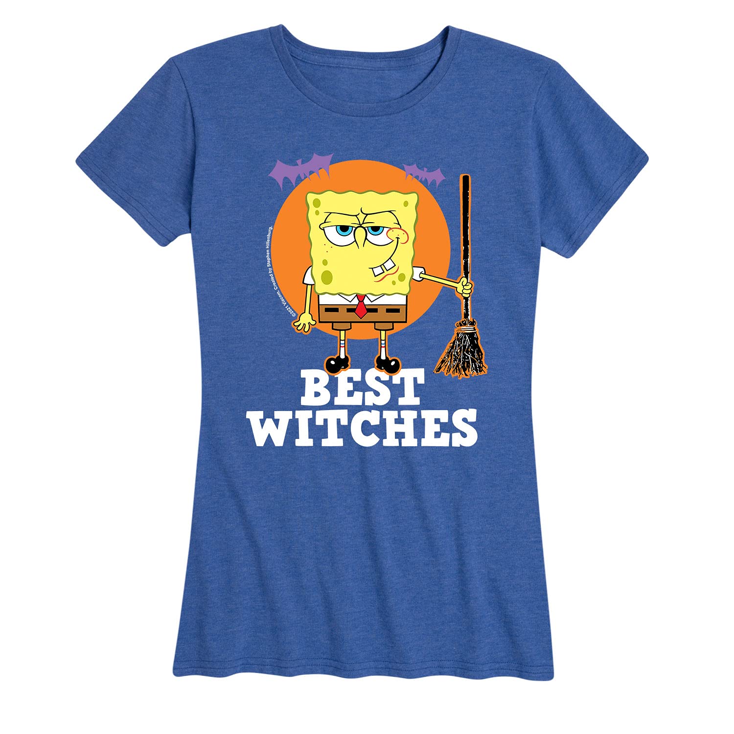 Spongebob Squarepants Best Witches Women's Short Sleeve Graphic T-Shirt | Funny Cartoon Tee for Halloween & Casual Wear | HYBRID APPAREL