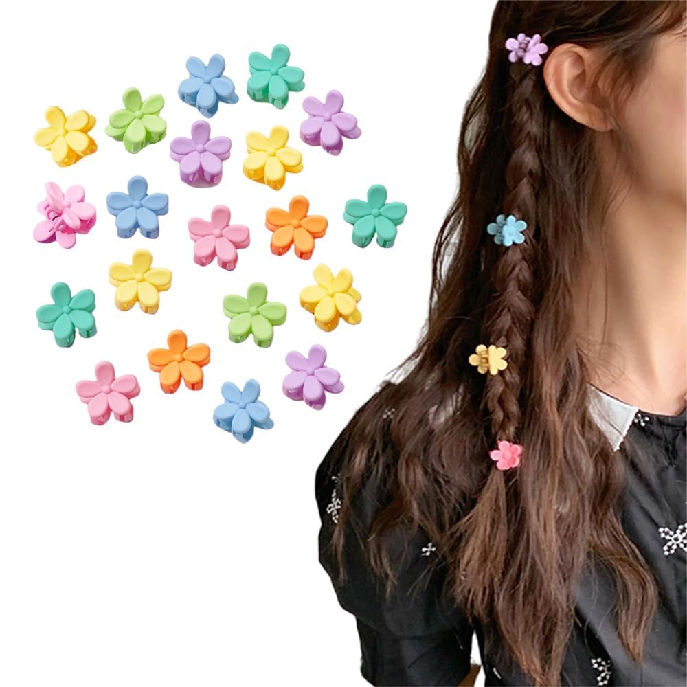 20pcs Floral Hair Clips for Women & Girls - Small Flower Hair Accessories Set for Teens, Kids - Cute Princess Hair Clips in Assorted Colors - Perfect for School, Parties, Weddings & Daily Styling