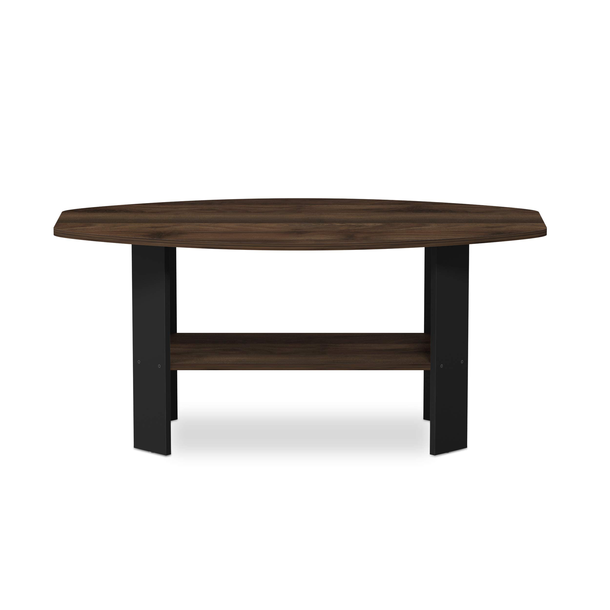 Furinno Simple Design Coffee Table - Modern Columbia Walnut & Black Finish End Table for Living Room, Bedroom, Office - Perfect for Small Spaces & Home Decor