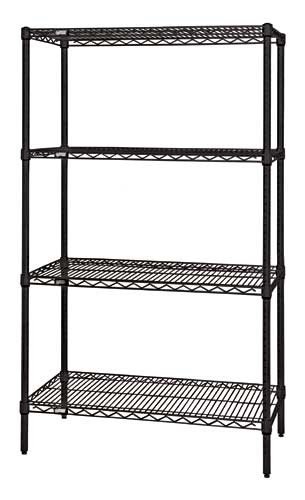 4-Shelf Black Wire Shelving Unit, 18 x 48 x 63 Inches - Heavy Duty Metal Storage Rack for Garage, Pantry, Laundry Room & Closet Organization