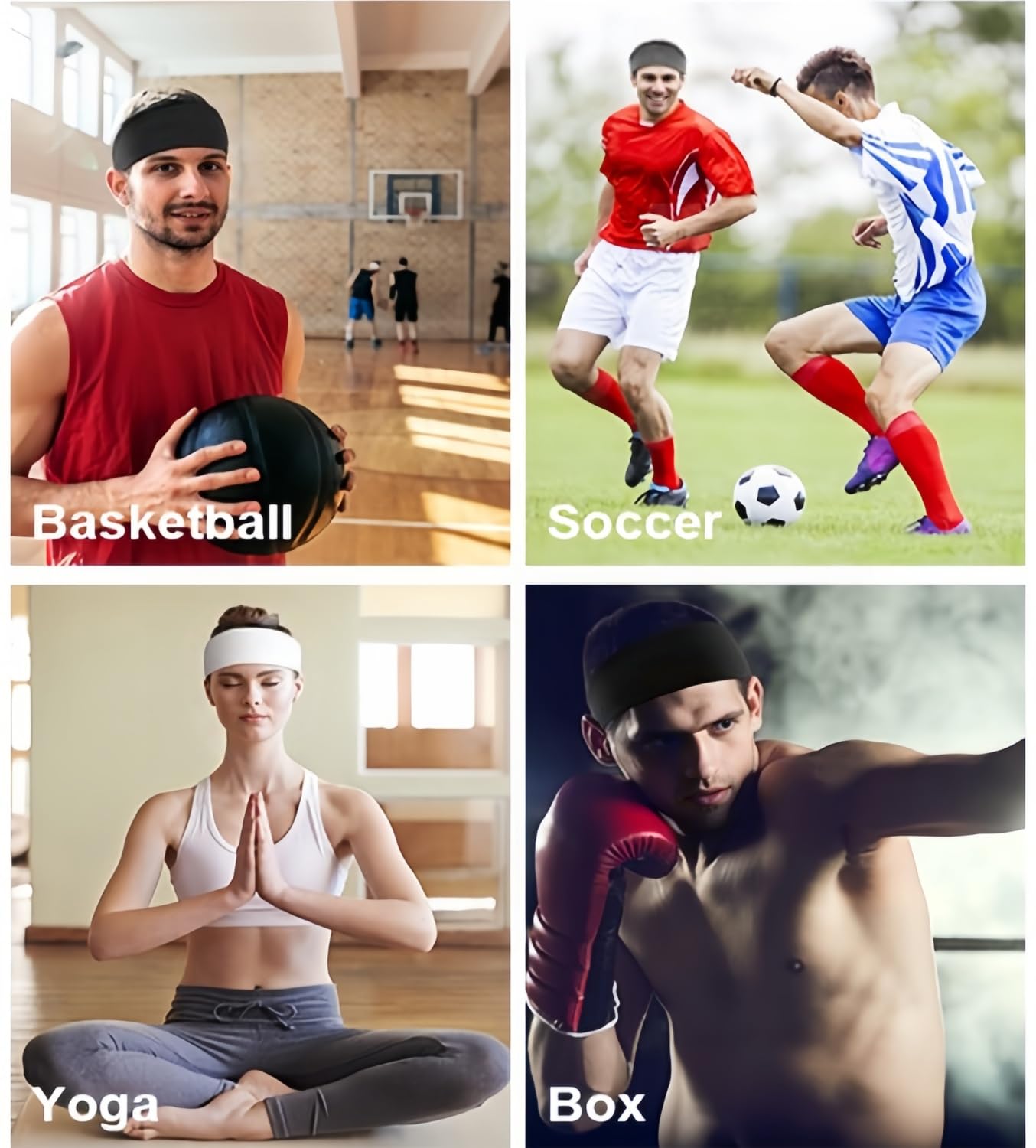 6 Pack Men's Workout Headbands - Stretchy Running & Sports Sweatbands for Gym, Jogging, Yoga & Outdoor Activities