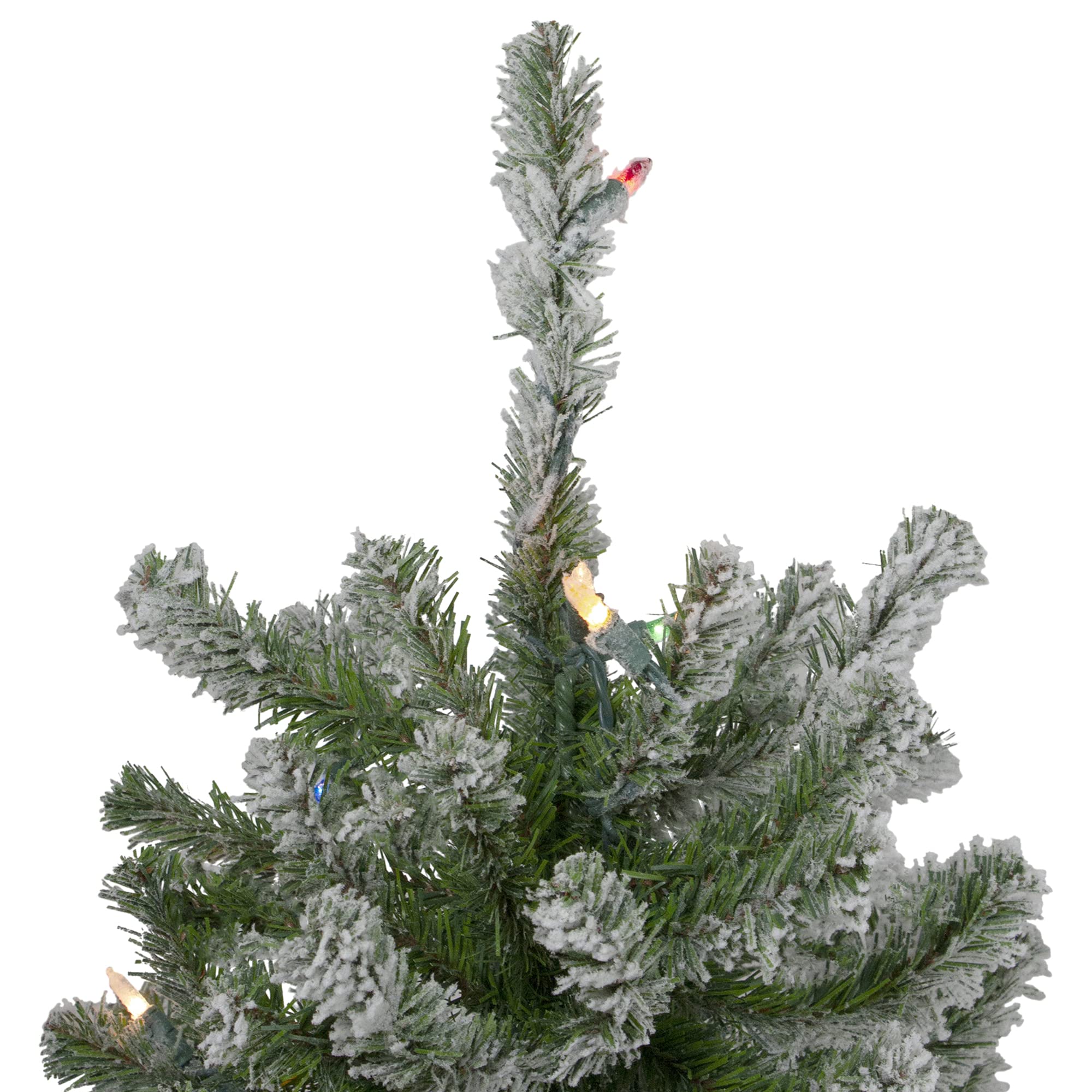 6ft Pre-Lit Slim Flocked Alpine Artificial Christmas Tree with 600 LED Warm White Lights - Perfect for Small Spaces, Apartments & Holiday Decorations