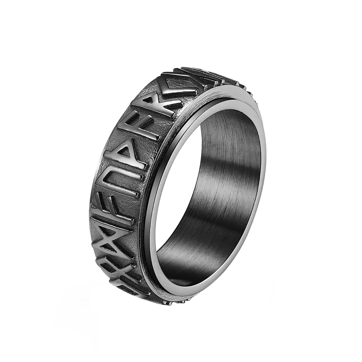 Nanafast Viking Spinner Anxiety Ring for Men & Women - Stainless Steel Nordic Rune Fidget Ring for Stress Relief, Wedding Promise Rings with Runic Alphabet - High Polished Spinner Ring for Anxiety, Focus & Relaxation (Perfect for Office, Travel & Daily Stress Relief)