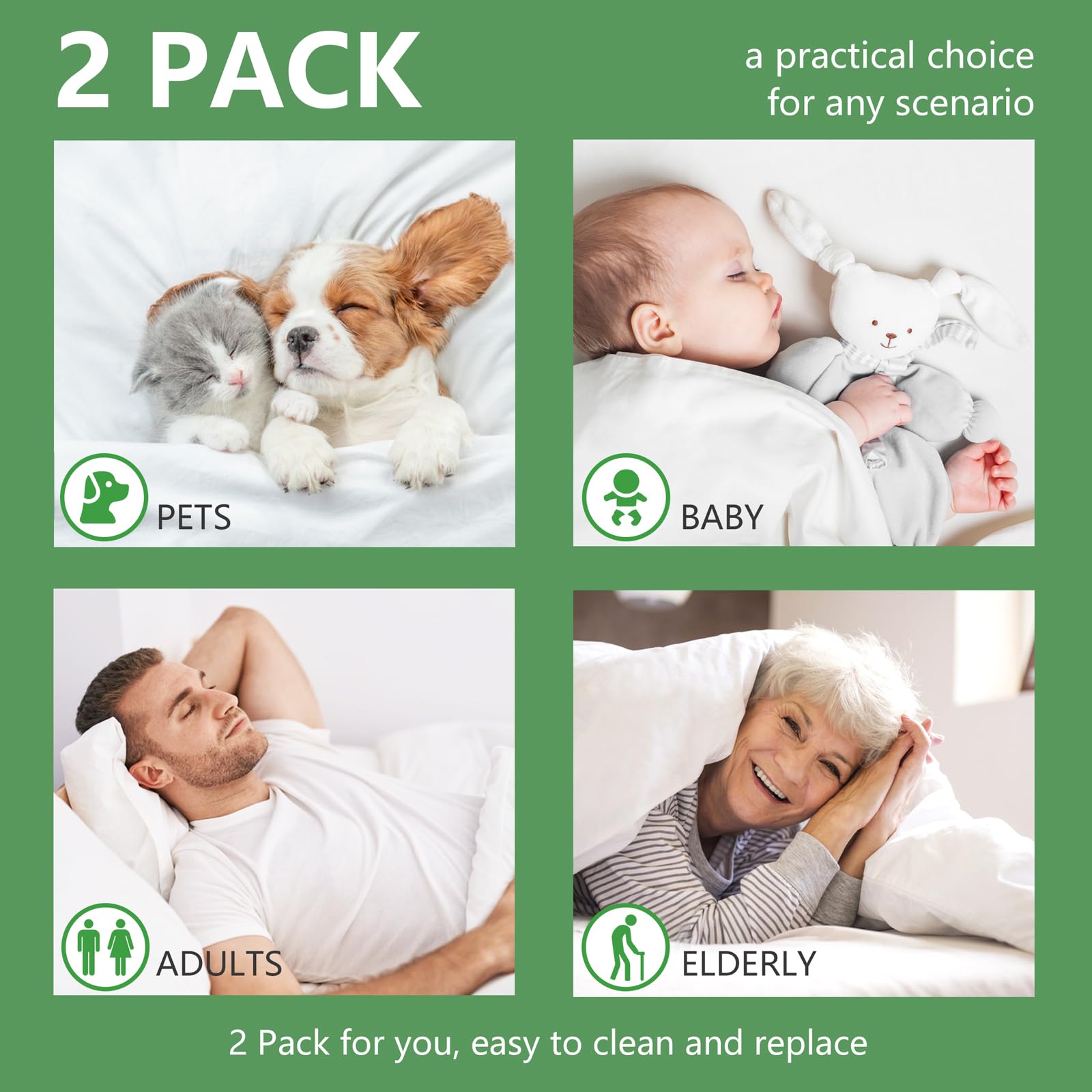 2 Pack Full Size 100% Waterproof Mattress Protector - Premium Bamboo Viscose 3D Airflow Fabric, Ultra Soft Breathable Mattress Pad Cover, Noiseless & Washable, Fits 8
