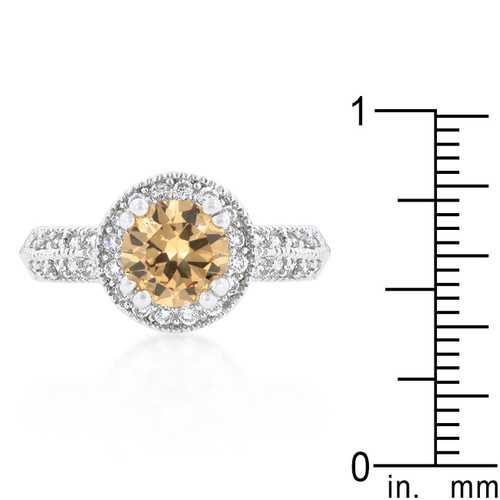 Elegant Champagne Halo Engagement Ring - 14K Gold Diamond Wedding Band for Women | Perfect for Proposals, Anniversaries & Special Occasions