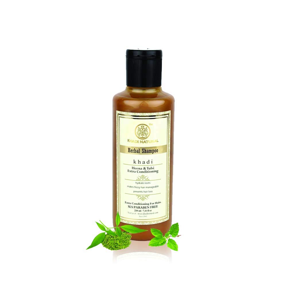 Herbigiri Natural Herbal Henna Tulsi Shampoo 210ml - Ayurvedic Hair Care for Shine & Growth - Perfect for Dry, Damaged Hair & Scalp Health
