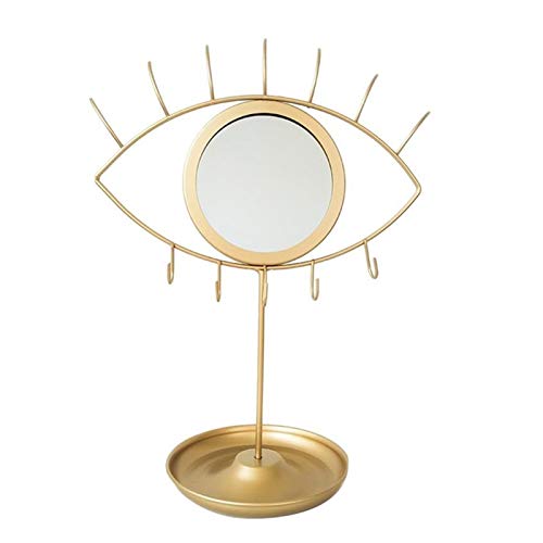 Vintage Iron Art Desk Makeup Mirror - Eye Shaped Design Vanity Mirror for Women & Girls, Bedroom & Dressing Table Decor, Perfect for Makeup Application and Home Decoration