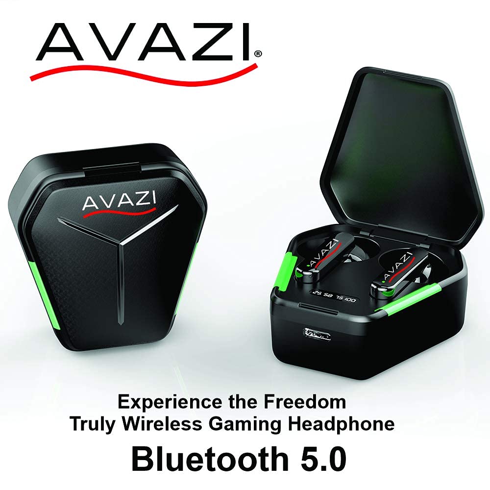 AVAZI GX10 HD True Wireless Earbuds - Bluetooth 5.1 Headphones with Stereo Sound, Built-in Mic, 50ms Ultra Low Latency, IPX5 Sweatproof for Sports, Running, Gym & Gaming - Perfect for Workouts, Commuting & Mobile Gaming