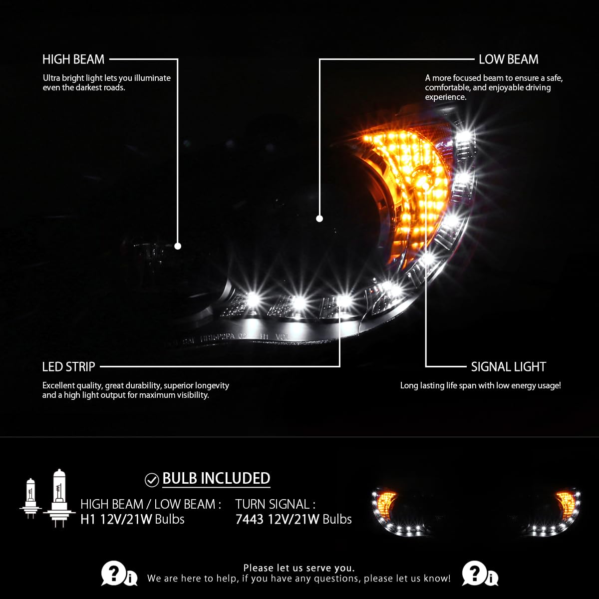 AUTOZENSATION Black Headlights Assembly with R8 LED Lamps - Compatible with 2006-2007 Subaru Impreza WRX (Left + Right Pair) | Durable Replacement for Foggy/Broken Lights | Perfect for Night Driving & Off-Road Adventures