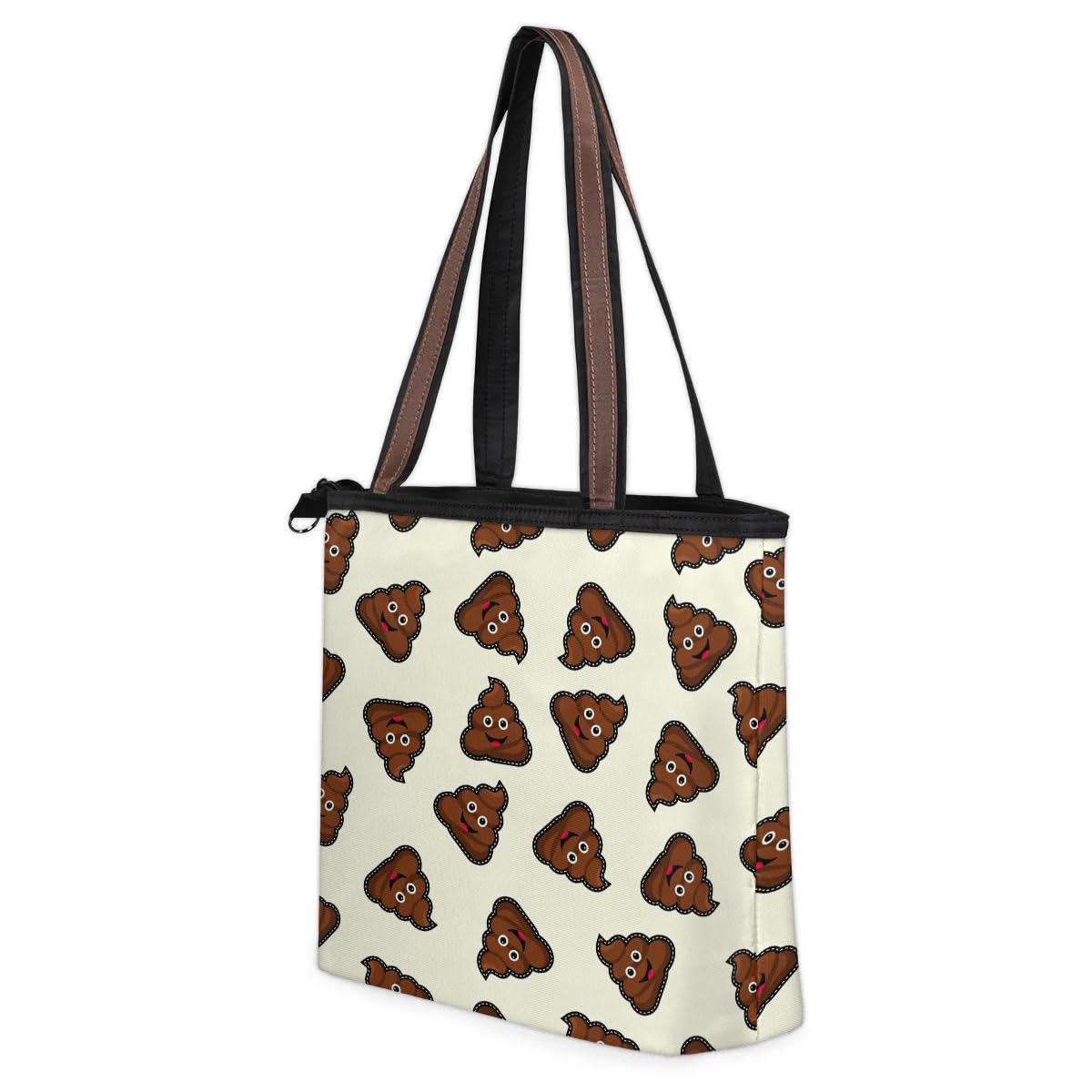 Funny Chocolate Poop Tote Bag for Women - Zippered Work & Travel Handbag - Perfect for Office, Shopping & Weekend Getaways