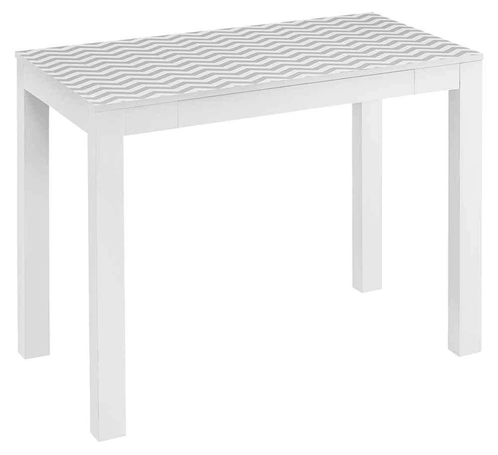 Ameriwood Home Parsons Desk with Drawer - White & Gray Chevron Design | Modern Writing Desk for Home Office, Study Room & Small Spaces