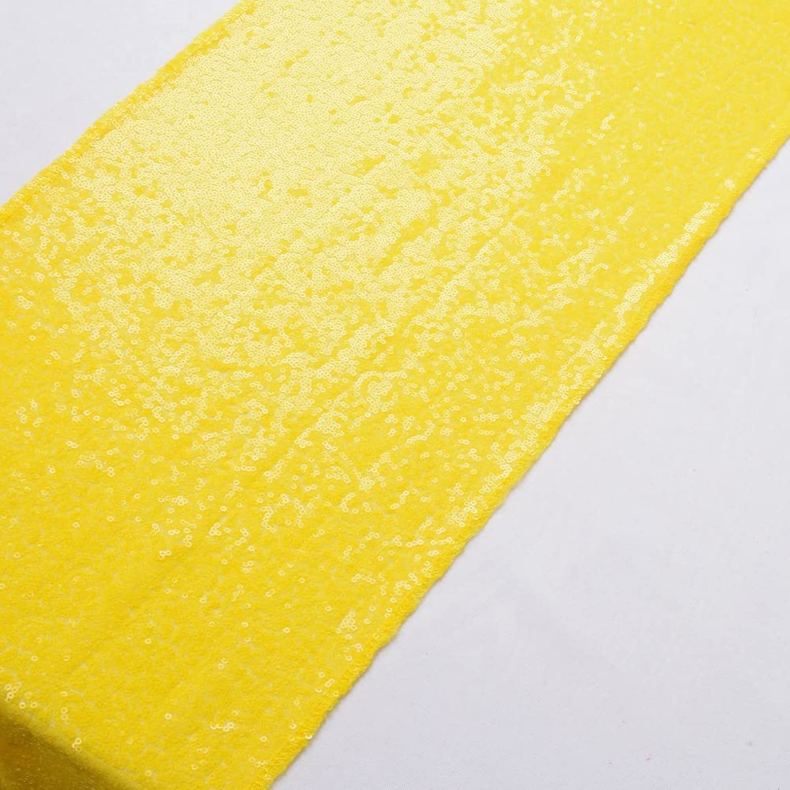 Modern Yellow Sequin Glitter Table Runner 14x72 - Elegant Party, Wedding, Christmas, Dining Room Decor for Festive Celebrations