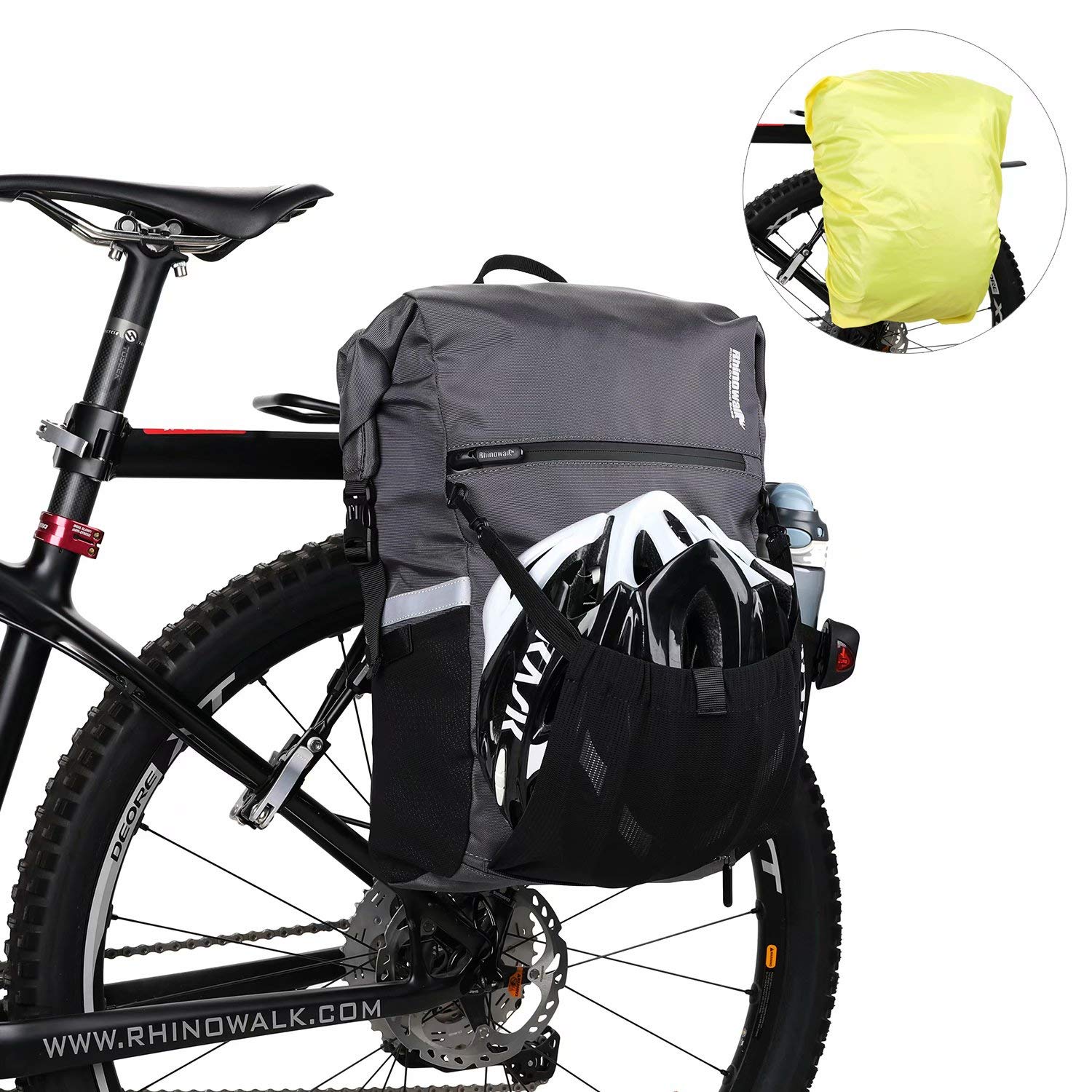 Rhinowalk 24L Waterproof Bike Pannier Bag - Multifunctional Bicycle Rear Seat Backpack for Commuting, Travel & Outdoor Adventures | Fits Most Bikes & Motorcycles