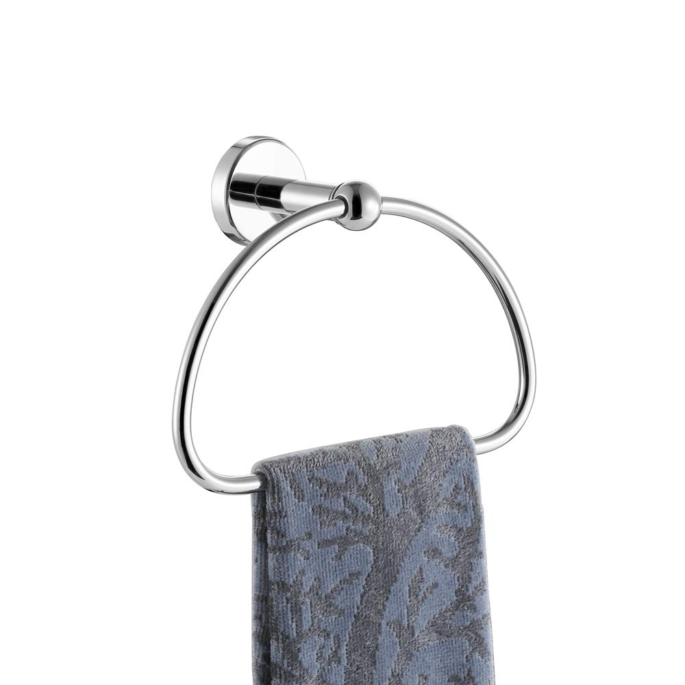 JQK 7 Inch Stainless Steel Chrome Towel Ring Holder - Polished Wall Mount Bathroom Accessory for Hand & Face Towels (TR160-CH) - Perfect for Modern Bathrooms, Powder Rooms & Spa Decor