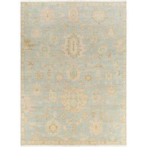 Antalya Pale Blue and Beige Wool Rug - Handmade Vintage Style Area Rug in Multiple Sizes (5x7, 8x10) - Perfect for Living Room, Bedroom or Office Decor